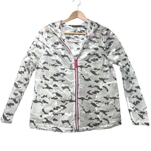Urban Republic Collection Clear Camouflage Hooded Raincoat Jacket Size Small - Picture 1 of 5